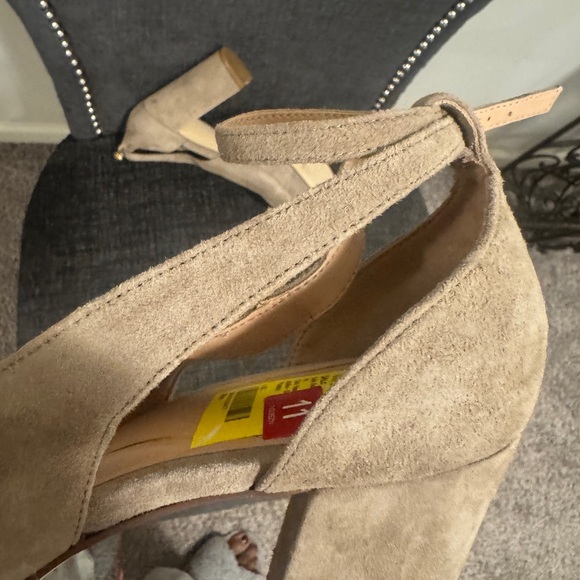 Cole Haan Taupe Suede Block Heel Pumps - Picture 2 of 4